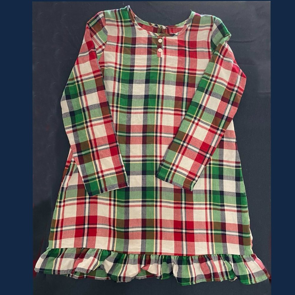 Christmas Nightgown Pajamas, Plaid Holiday, Youth 10/12